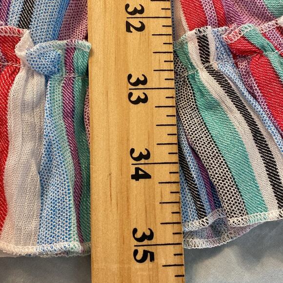 Hyped Unicorn Pastel Striped Boho V-Neck Ruffle Dress Size Small - Picture 6 of 7